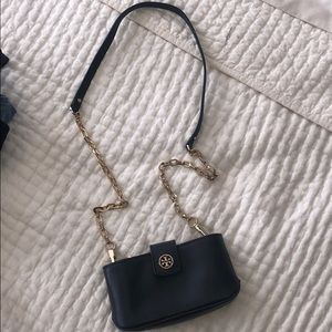 Black Tory Burch bag with a Gold Chain detail